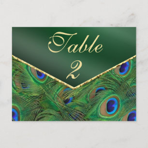 Emerald Green Peacock Table Number Kaart