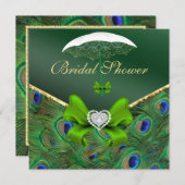 Emerald Green Peacock Vrijgezellenfeest Invite Kaart (Voorkant / Achterkant)