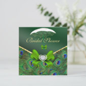 Emerald Green Peacock Vrijgezellenfeest Invite Kaart (Staand voorkant)