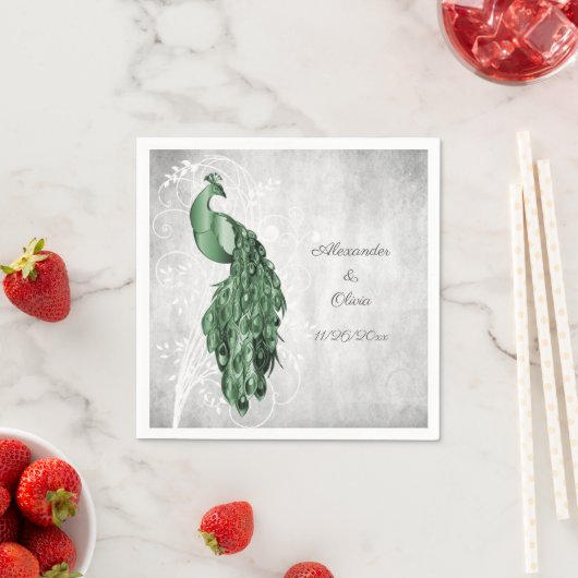 Emerald Green Peacock Vrijgezellenfeest Napkins Servet (Insitu)