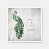 Emerald Green Peacock Vrijgezellenfeest Napkins Servet (Voorkant)