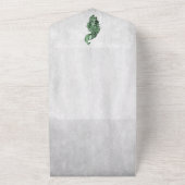 Emerald Green Peacock Wedding All In One Uitnodiging (Buitenkant)