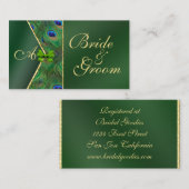 Emerald Green Peacock Wedding Bridal Visitekaartje Informatiekaartje (Voorkant / Achterkant)