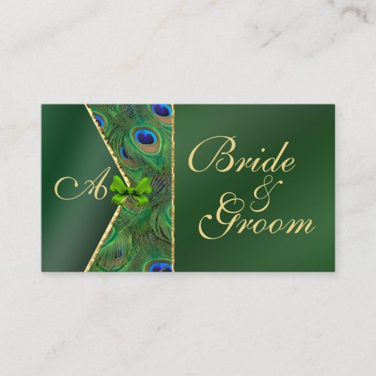 Emerald Green Peacock Wedding Bridal Visitekaartje Informatiekaartje (Voorkant)