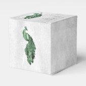 Emerald Green Peacock Wedding Favor Box Bedankdoosjes (Voorkant Zijde)