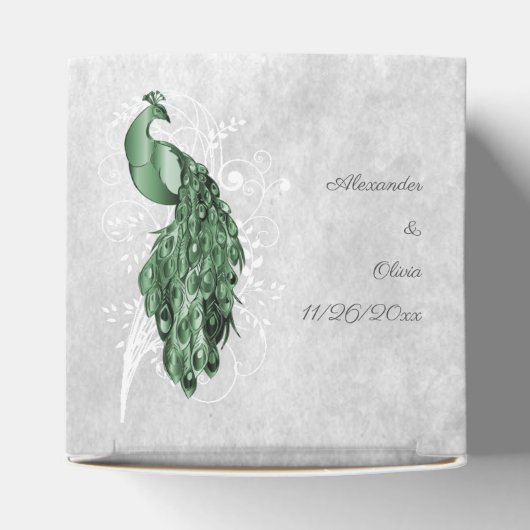 Emerald Green Peacock Wedding Favor Box Bedankdoosjes (Bovenkant)