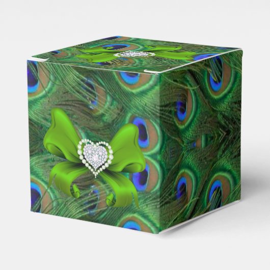 Emerald Green Peacock Wedding Favor Box Bedankdoosjes (Voorkant Zijde)