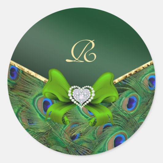 Emerald Green Peacock Wedding Gift Seal Ronde Sticker (Voorkant)