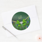 Emerald Green Peacock Wedding Gift Seal Ronde Sticker (Envelop)
