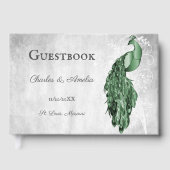 Emerald Green Peacock Wedding Guest Book Gastenboek (Voorkant)