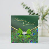 Emerald Green Peacock Wedding Invitation Kaart (Staand voorkant)