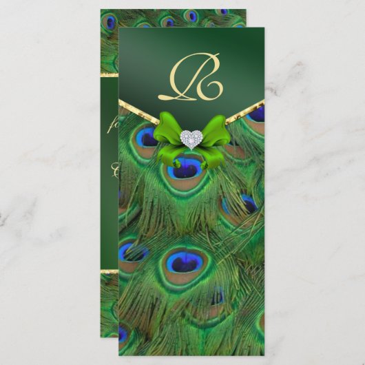 Emerald Green Peacock Wedding Program Rack Kaart (Voorkant / Achterkant)