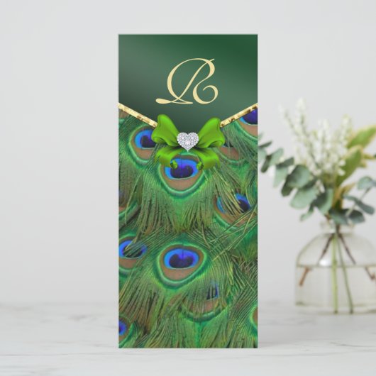 Emerald Green Peacock Wedding Program Rack Kaart (Staand voorkant)