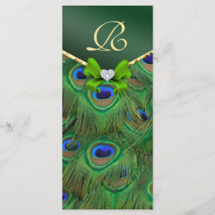 Emerald Green Peacock Wedding Program Rack Kaart
