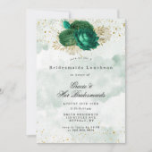 Emerald Green Peony Bridesmaids Luncheon Invite (Voorkant)