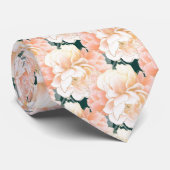 Emerald Green Peony Floral Pattern Wedding Stropdas (Opgerold)