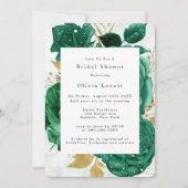 Emerald Green Peony Gold Glitter Vrijgezellenfeest Kaart (Voorkant)