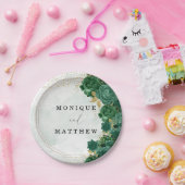 Emerald Green Peony Gold Shine Wedding Papieren Bordje (Feest)