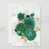 Emerald Green Peony Gold Wedding Shower Invites (Achterkant)