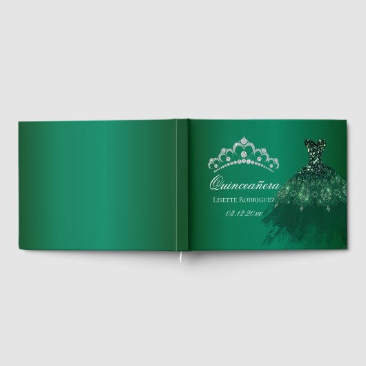 Emerald Green Personalized Quinceanera Gastenboek (Volledig)