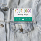 Emerald Green Personeel Badge Pinback Naam Button  (Insitu)