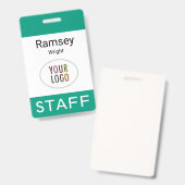 Emerald Green Personeelsnaam Badge Clip Reel Lanya (Voor- en achterkant)