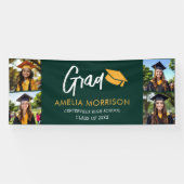 Emerald Green Photo Collage Afstuderen Afstuderen Spandoek (Horizontaal)