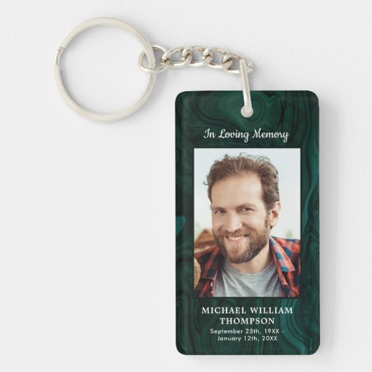 Emerald Green Photo Funeral Gift Memorial Prayer Sleutelhanger (Voorkant)