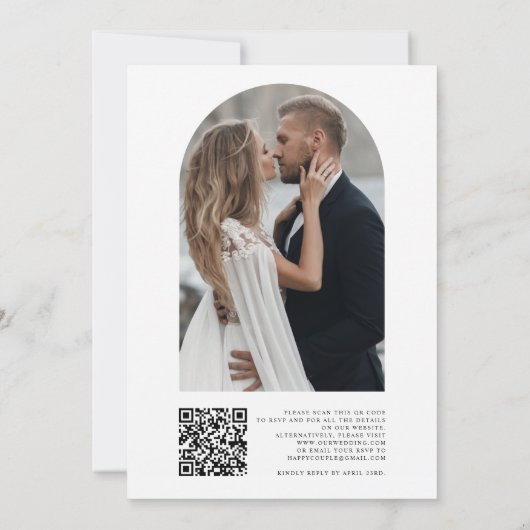 Emerald Green Photo QR Code Wedding Kaart (Achterkant)
