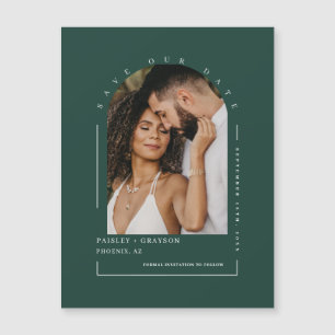 Emerald Green Photo Save Our Date Magnetic Kaart