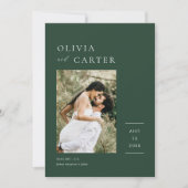 Emerald Green Photo Wedding Modern Save the Date (Voorkant)