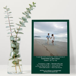 Emerald Green Photo Wedding Rehearsal Dinner Kaart