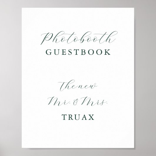 Emerald Green Photobooth Guestbook Poster (Voorkant)