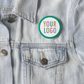 Emerald Green Pin Back Button Custom Logo Round (In situ)