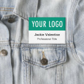 Emerald Green Pinback Button Naam Tag Logo Badge (Insitu)