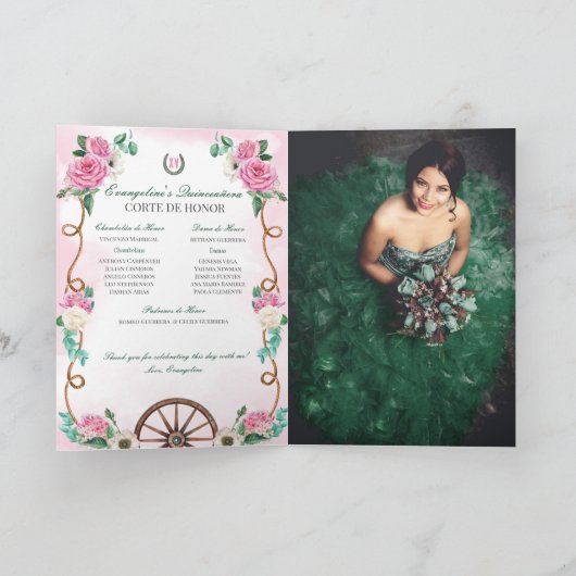 Emerald Green Pink Charro Quinceanera Voeg foto to (Binnen)