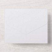 Emerald Green Pink Peony Rozen Wedding All In One Uitnodiging (Achterkant)