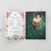 Emerald Green Pink Rose Charro Quinceanera Foto (Binnen)