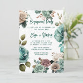 Emerald Green Pioen Verlovingsfeest Kaart (Staand voorkant)