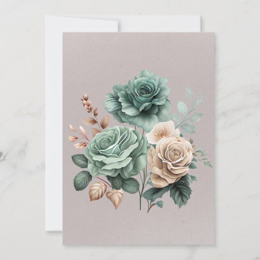 Emerald Green Pioen Verlovingsfeest Kaart (Achterkant)