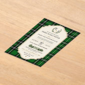 Emerald Green Plaid Elegant Scottish Acryl Uitnodigingen (Laagn)