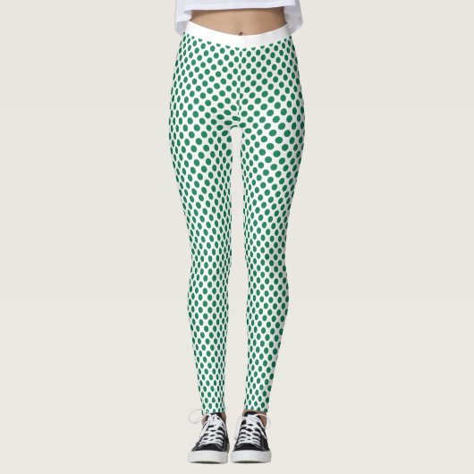 Emerald Green Polka Dot Leggings (Voorkant)