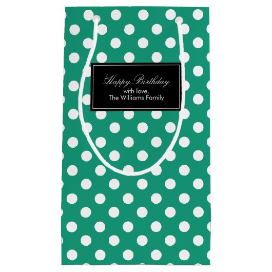 Emerald Green Polka Dots gepersonaliseerd Klein Cadeauzakje (Voorkant)