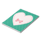 Emerald Green Polka dots met hart Notitieblok (Linkerzijde)