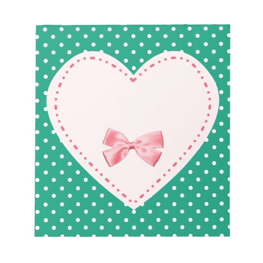 Emerald Green Polka dots met hart Notitieblok (Voorkant)