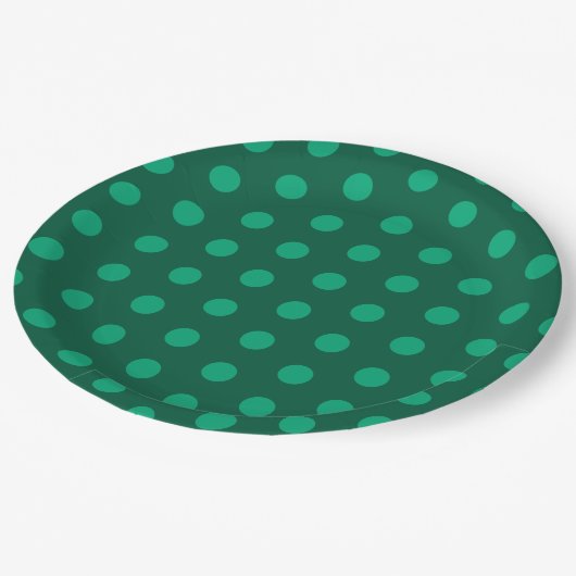Emerald Green Polka Dots  Papieren Bordje (Gekanteld)