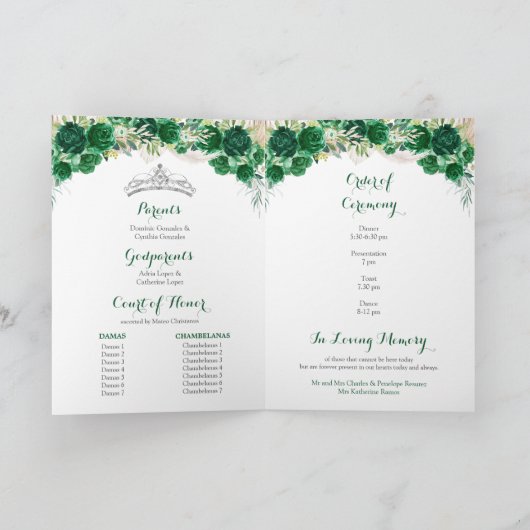 Emerald Green Princess 15 Años Programma Sjabloon (Binnen)