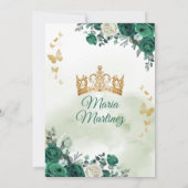 Emerald Green Princess Floral Mexican Mis Quince Kaart (Achterkant)
