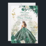 Emerald Green Princess Floral Mexican Mis Quince Kaart<br><div class="desc">EDITABLE Emerald Green Princess Floral Mexican Mis Quince Invitation Elegant Hunter Green Floral Verjaardag Meisje Party Gold Butterfly Sweet 15 Verjaardag Quinceañera Uitnodiging</div>