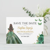 Emerald Green Princess Quinceañera Bewaar de datum Save The Date (Staand voorkant)